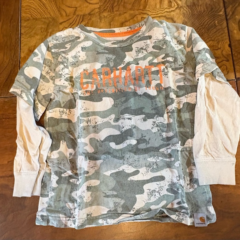 Carhartt Kids Camo Long Sleeve Shirt - Green and Cream